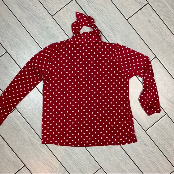 Vintage Style Polka Dot Top with Tie Neck - Picture 6 of 6